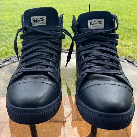 Size 8 • Rare G-Star Raw Footwear • Cadet Hi-Top Blue Suede Leather Sneaker - Picture 3 of 13